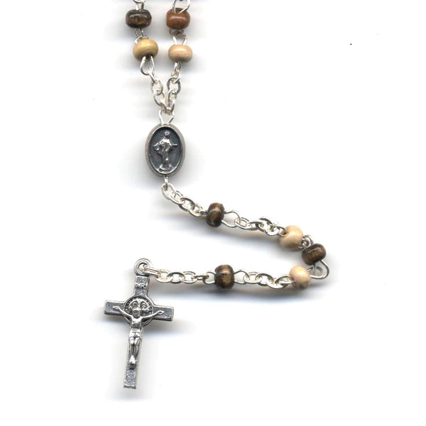 Brown Wooden Bead Rosary