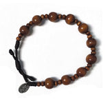 Round Wood Bead Rosary Bracelet From Medjugorje