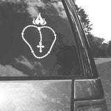 Flaming Heart ShapeCut Car Decal