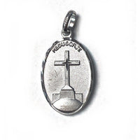 Small Our Lady Of Medjugorje Oval Sterling Silver Medal with Trim