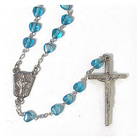 Blue Iridescent Heart Bead Rosary