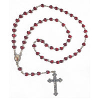 Clear Red Heart Bead Rosary