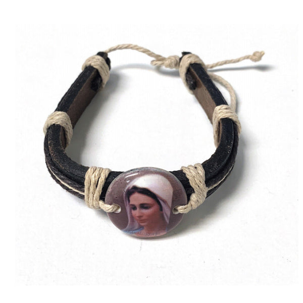 Our Lady of Medjugorje Leather Bracelet