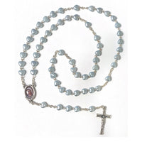 Light Blue Heart Bead Rosary