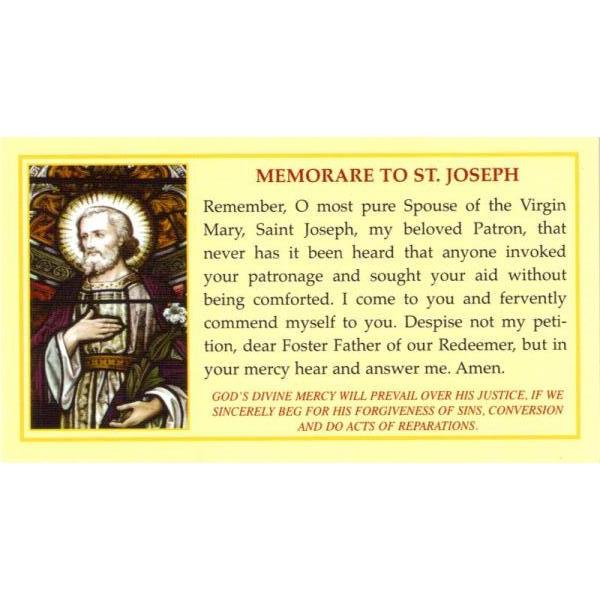 Memorare to St. Joseph Prayer Card