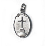 Small Our Lady Of Medjugorje Oval Sterling Silver Medal with Trim