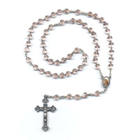 Clear Pink Heart Bead Rosary