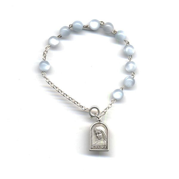 Gray Faux Mother of Pearl Rosary Bracelet