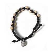Rock Bead and Rope Rosary Bracelet with Medal
