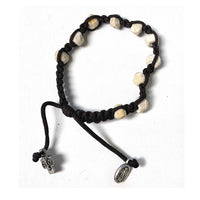 Rock Bead and Rope Rosary Bracelet with St. Benedict Medal
