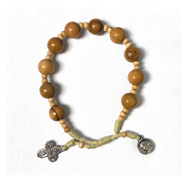 Round Wood Bead Rosary Bracelet From Medjugorje