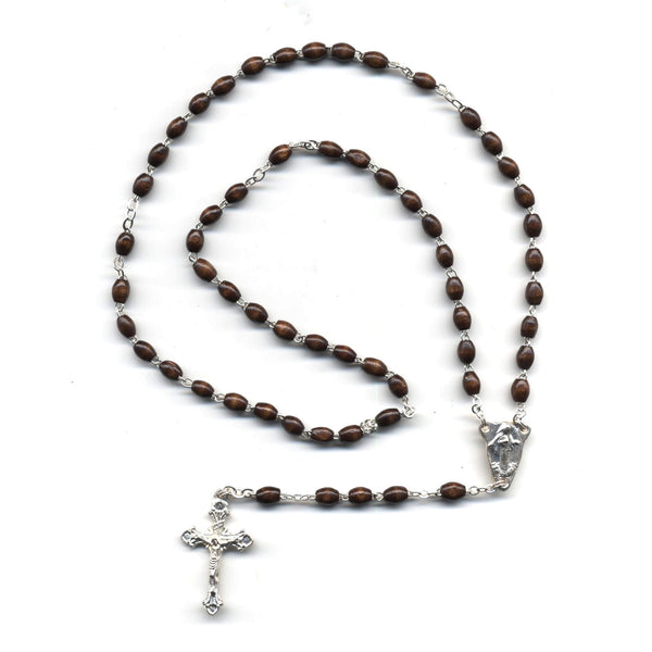 Medjugorje Oval Brown Wood Bead Rosary
